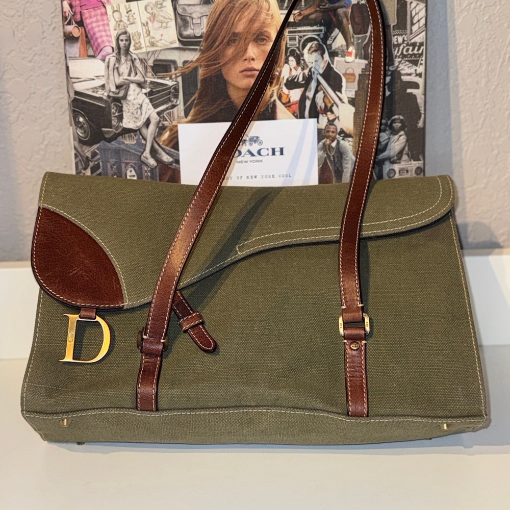 Authenticated Vintage Dior Olive Green Handbag